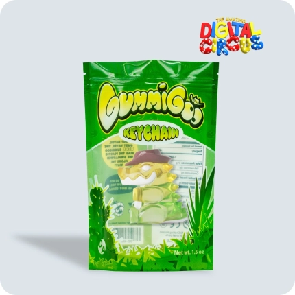 緑色のパッケージに入った「GummiGoos KEYCHAIN」という商品の画像です