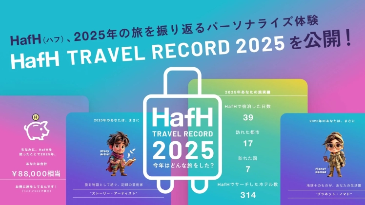 やあ、旅好きの君へ！HafHの「TRAVEL RECORD 2025」で、今年の思い出を最高の形で振り返ろうじゃないか！